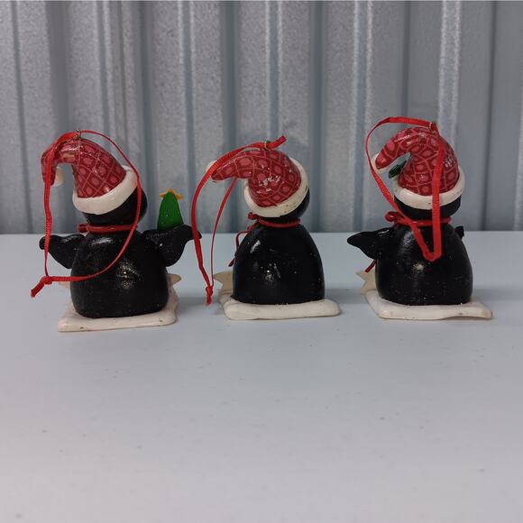 Penguin Christmas ornaments personalizable polymer clay bundle of 3 - Picture 7 of 7